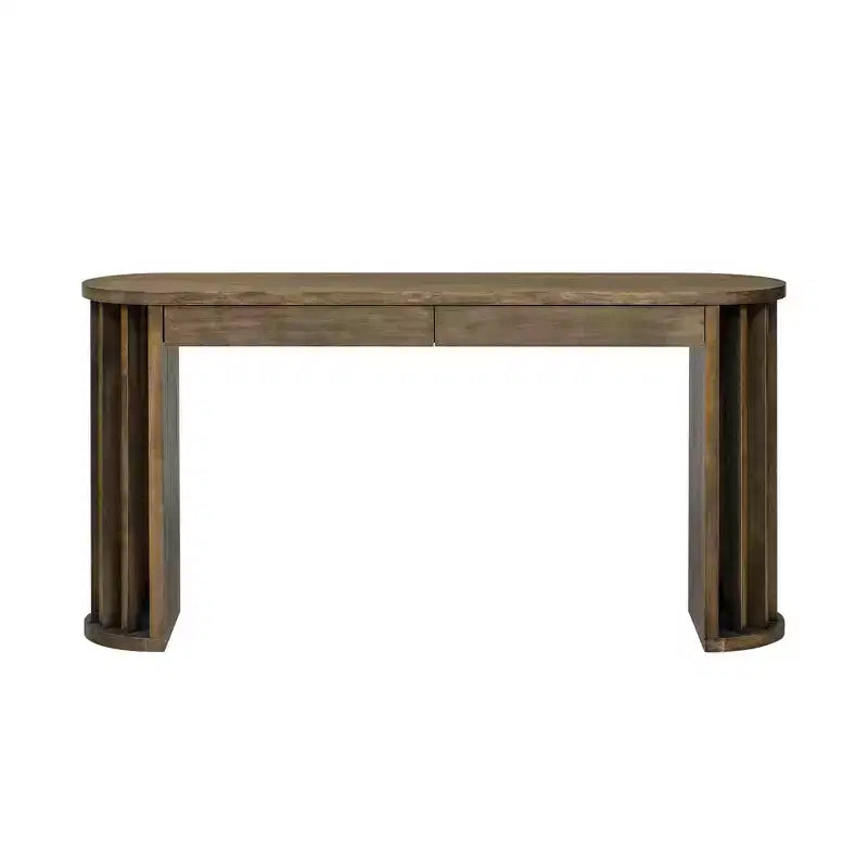 Luxystar 59 Long Console Table with Curved and Straight Line Design for Entrance and Living Room, Natural