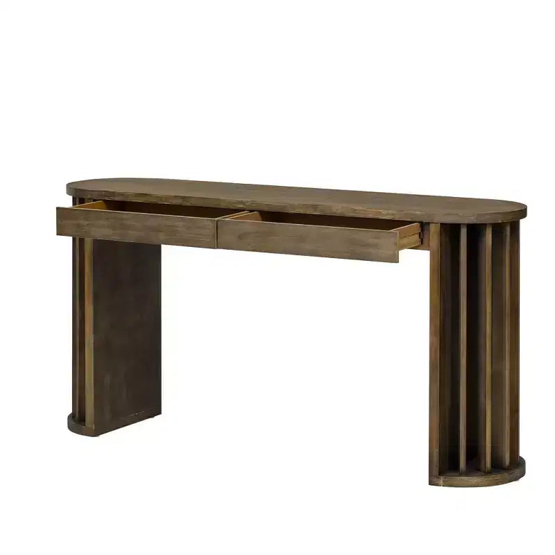 Luxystar 59 Long Console Table with Curved and Straight Line Design for Entrance and Living Room, Natural