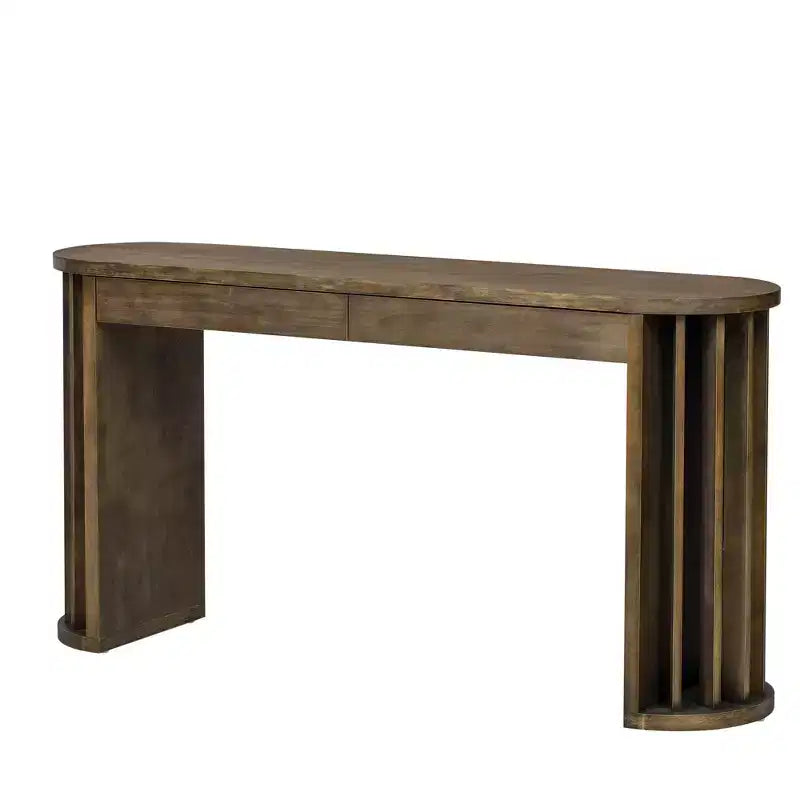 Luxystar 59 Long Console Table with Curved and Straight Line Design for Entrance and Living Room, Natural