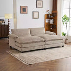 90-Inch Off-White Corduroy Modular Cloud Couch Sleeper Sofa