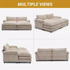 90-Inch Off-White Corduroy Modular Cloud Couch Sleeper Sofa