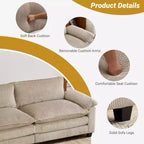 90-Inch Off-White Corduroy Modular Cloud Couch Sleeper Sofa
