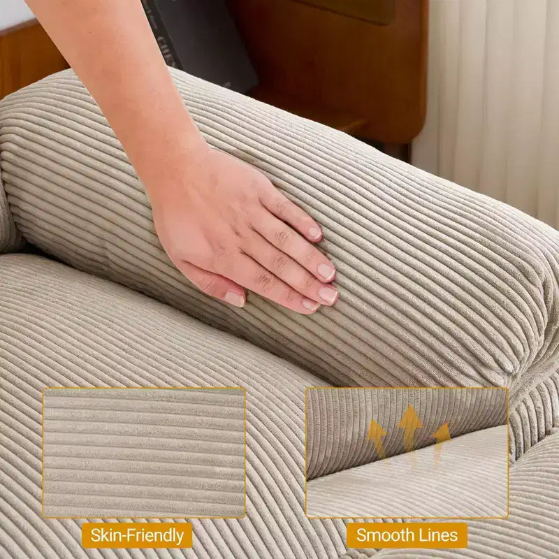 90-Inch Off-White Corduroy Modular Cloud Couch Sleeper Sofa