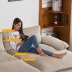 90-Inch Off-White Corduroy Modular Cloud Couch Sleeper Sofa