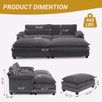90-Inch Off-White Corduroy Modular Cloud Couch Sleeper Sofa