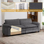 90-Inch Off-White Corduroy Modular Cloud Couch Sleeper Sofa