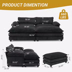 90-Inch Off-White Corduroy Modular Cloud Couch Sleeper Sofa