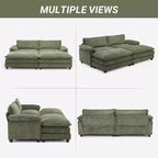 90-Inch Off-White Corduroy Modular Cloud Couch Sleeper Sofa