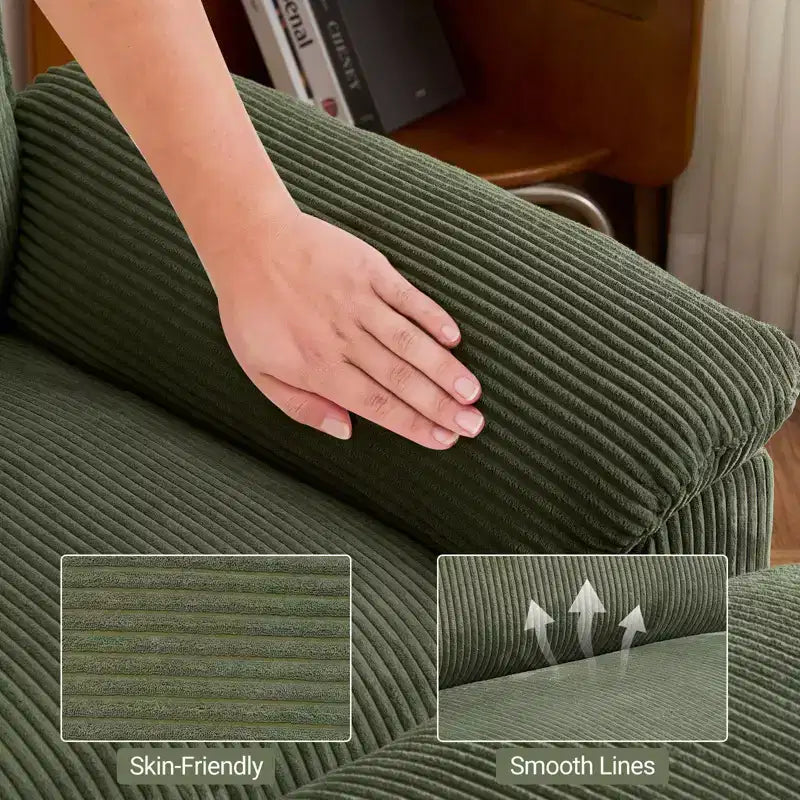 90-Inch Off-White Corduroy Modular Cloud Couch Sleeper Sofa