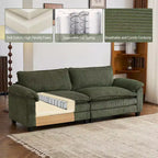 90-Inch Off-White Corduroy Modular Cloud Couch Sleeper Sofa