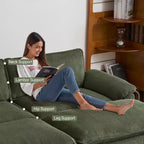 90-Inch Off-White Corduroy Modular Cloud Couch Sleeper Sofa