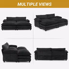 90-Inch Off-White Corduroy Modular Cloud Couch Sleeper Sofa