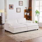 90-Inch Off-White Corduroy Modular Cloud Couch Sleeper Sofa