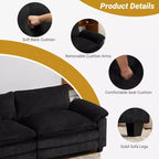 90-Inch Off-White Corduroy Modular Cloud Couch Sleeper Sofa