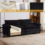 90-Inch Off-White Corduroy Modular Cloud Couch Sleeper Sofa