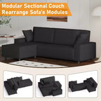 Corduroy Stripe 96 Inch Large Couch, Modern L Shaped Oversized Sectional Sofa with Deep Seat, Comfy Modular Couch for Living Room, Apartment, Studio