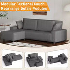 Corduroy Stripe 96 Inch Large Couch, Modern L Shaped Oversized Sectional Sofa with Deep Seat, Comfy Modular Couch for Living Room, Apartment, Studio