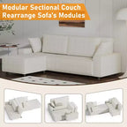 Corduroy Stripe 96 Inch Large Couch, Modern L Shaped Oversized Sectional Sofa with Deep Seat, Comfy Modular Couch for Living Room, Apartment, Studio