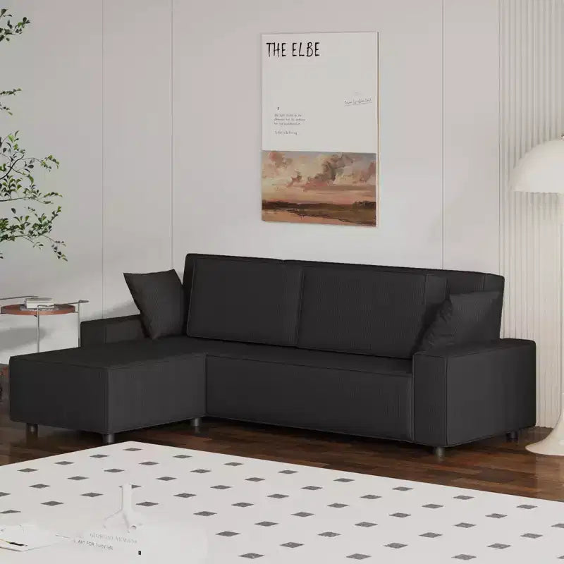 Corduroy Stripe 96 Inch Large Couch, Modern L Shaped Oversized Sectional Sofa with Deep Seat, Comfy Modular Couch for Living Room, Apartment, Studio