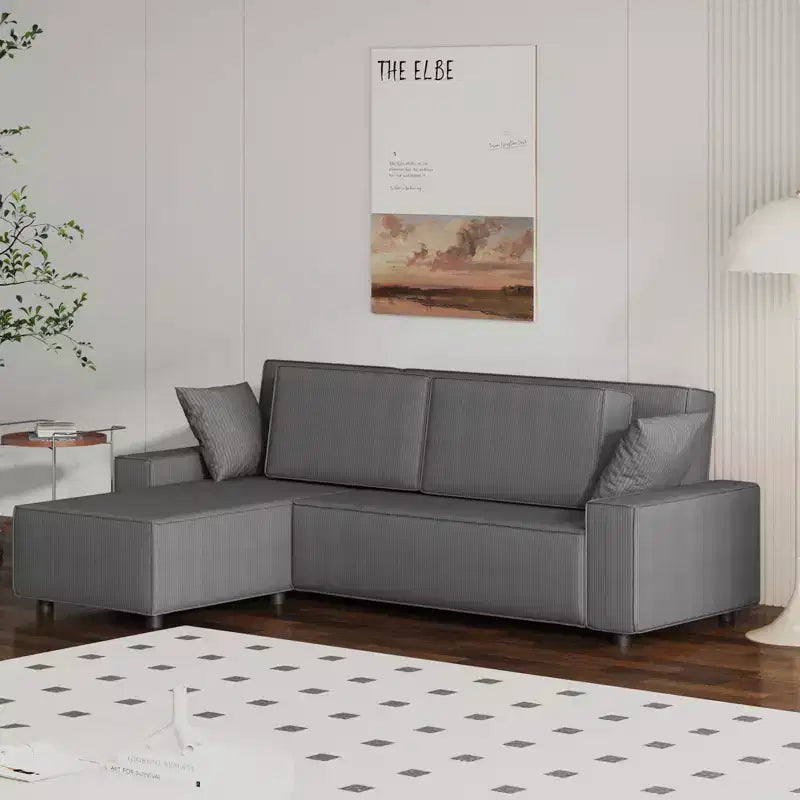 Corduroy Stripe 96 Inch Large Couch, Modern L Shaped Oversized Sectional Sofa with Deep Seat, Comfy Modular Couch for Living Room, Apartment, Studio