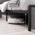 Bed Frame, King Size with Storage Headboard - 2 Drawers, Charging Station, Upholstered, 10.24'' Under-Bed Clearance, Noise-Free
