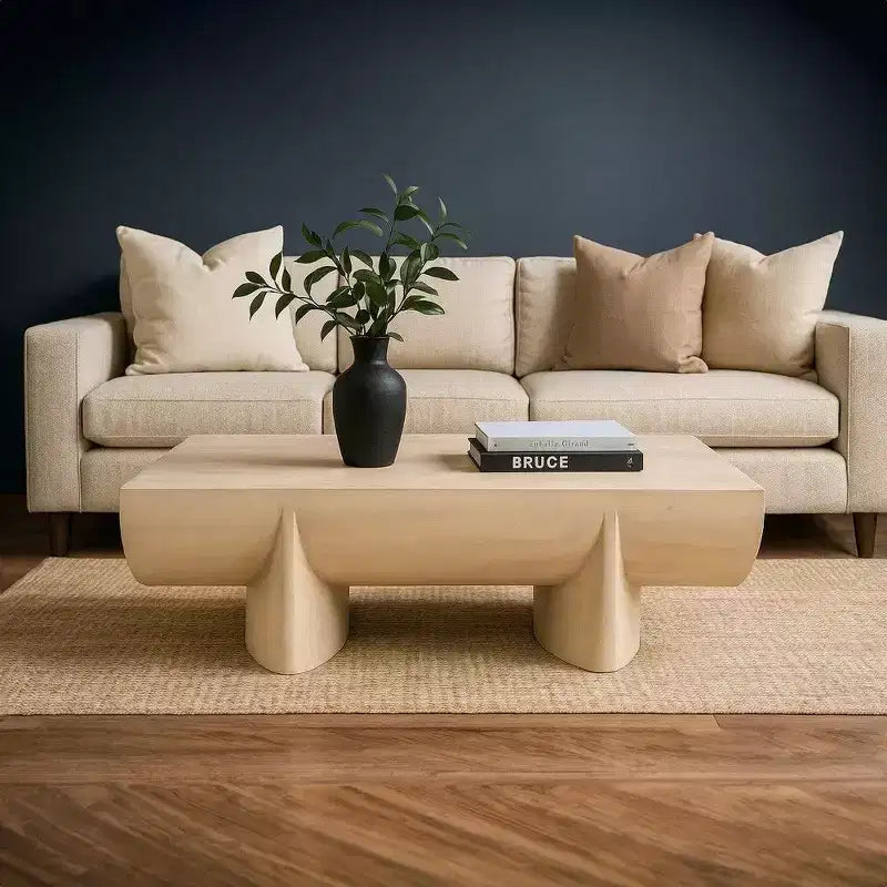 48-Inch Log Design Natural Mango Wood Coffee Table