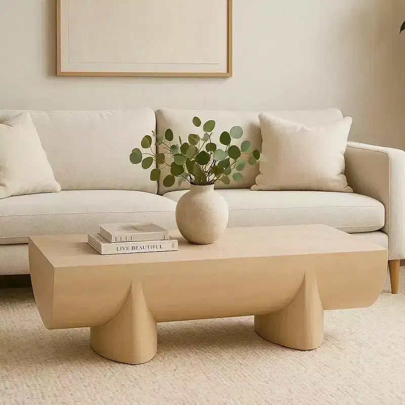 48-Inch Log Design Natural Mango Wood Coffee Table