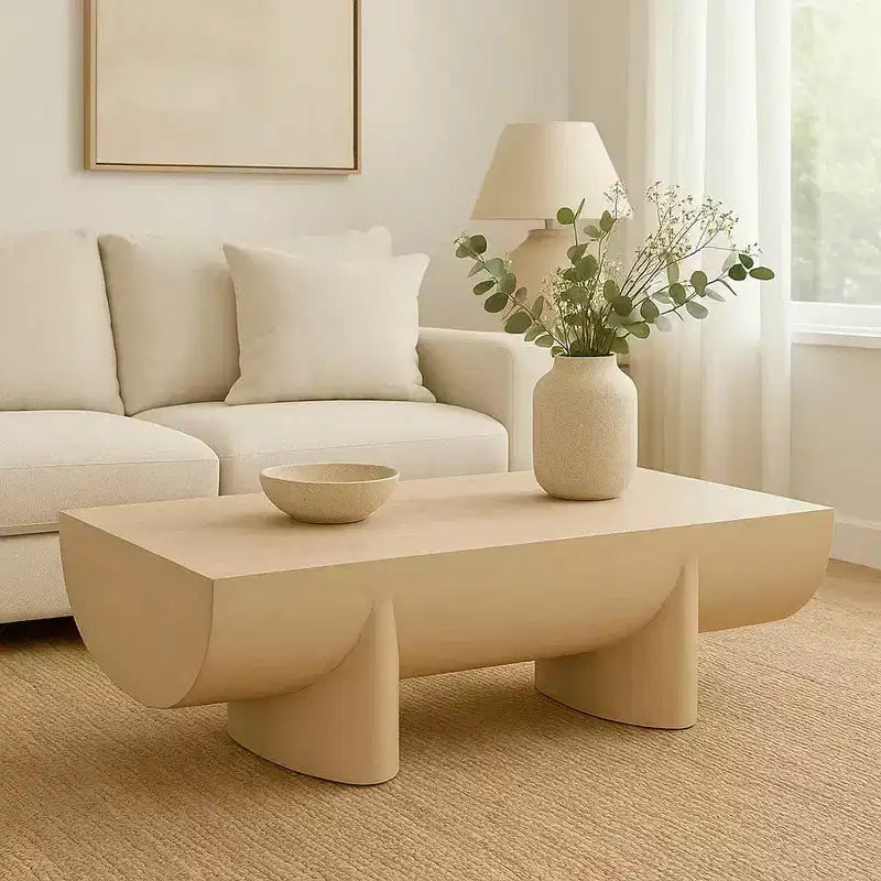 48-Inch Log Design Natural Mango Wood Coffee Table
