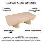 48-Inch Log Design Natural Mango Wood Coffee Table