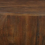35.5-Inch Round Drum Shaped Walnut Brown Mango Wood Coffee Table