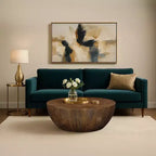 35.5-Inch Round Drum Shaped Walnut Brown Mango Wood Coffee Table