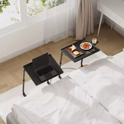 2 Pack Adjustable TV Tray Set of 2 - TV Dinner Tray on Bed & Sofa, Comfortable TV Tray Table with 6 Height & 3 Tilt Angle Adjustments