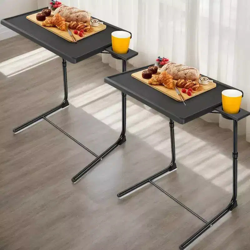 2 Pack Adjustable TV Tray Set of 2 - TV Dinner Tray on Bed & Sofa, Comfortable TV Tray Table with 6 Height & 3 Tilt Angle Adjustments