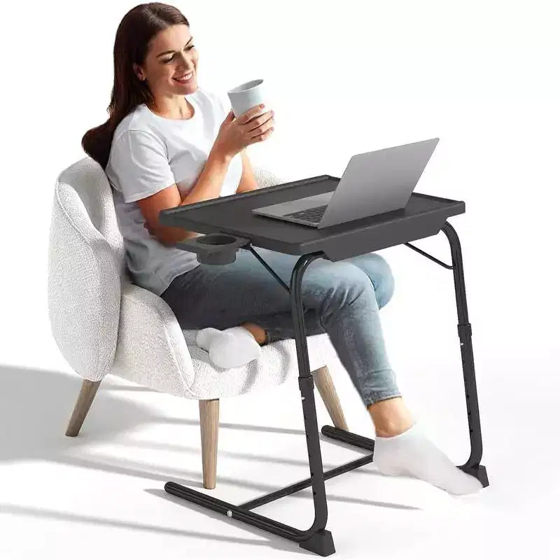 2 Pack Adjustable TV Tray Set of 2 - TV Dinner Tray on Bed & Sofa, Comfortable TV Tray Table with 6 Height & 3 Tilt Angle Adjustments
