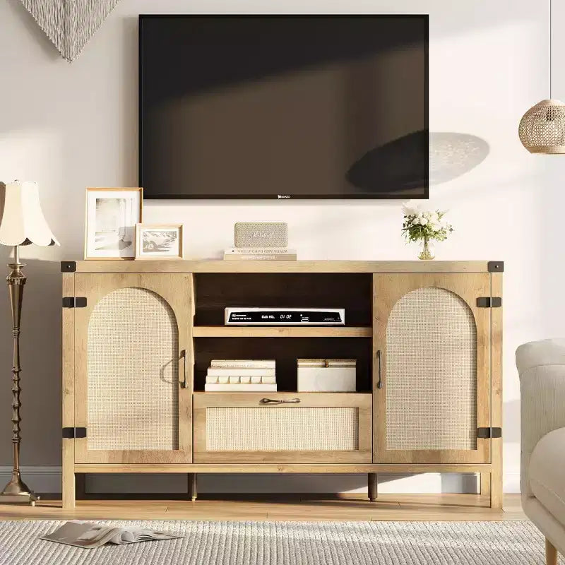 47.2-Inch Farmhouse Buffet Cabinet with Rattan Decor