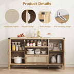 47.2-Inch Farmhouse Buffet Cabinet with Rattan Decor