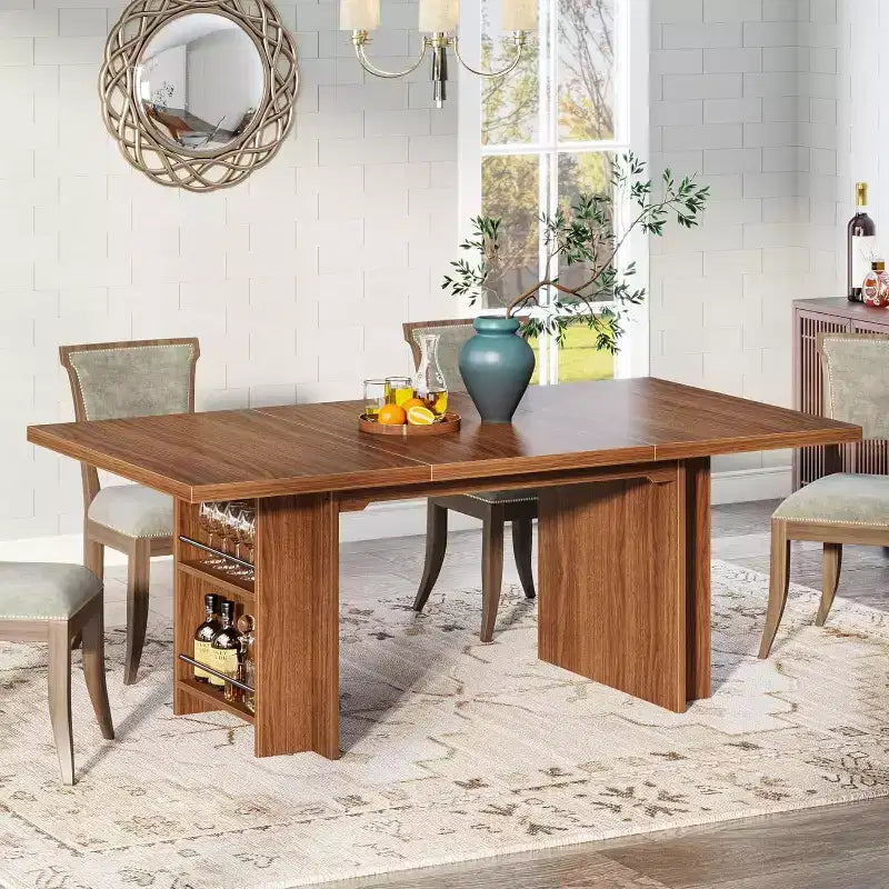 Lantine Farmhouse Dining Table for 4-6, 62.99Rectangular Dining Table with Storage for Kitchen, Living Room
