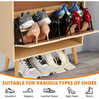 Shoe Racks/Cabinet - Hidden Shoe Storage with 2 Flip Rattan Flip-Drawer and Anti-Tip Design, 12-15 Pairs Storage Organizer