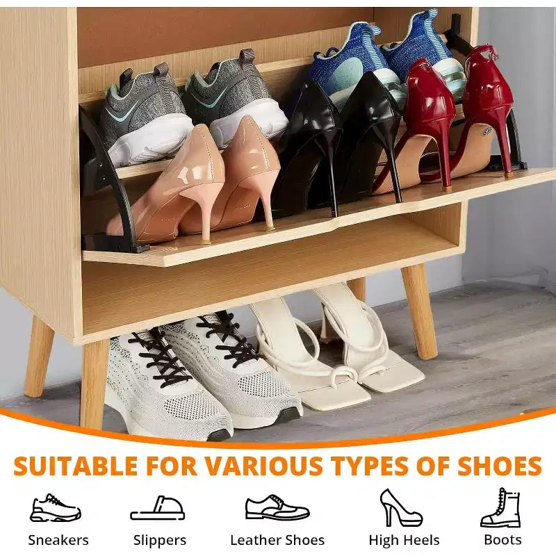 Shoe Racks/Cabinet - Hidden Shoe Storage with 2 Flip Rattan Flip-Drawer and Anti-Tip Design, 12-15 Pairs Storage Organizer
