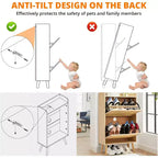 Shoe Racks/Cabinet - Hidden Shoe Storage with 2 Flip Rattan Flip-Drawer and Anti-Tip Design, 12-15 Pairs Storage Organizer