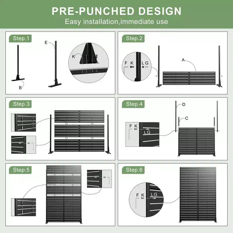 72-Inch Outdoor Privacy Screen Decorative Garden Fence – Set of 2