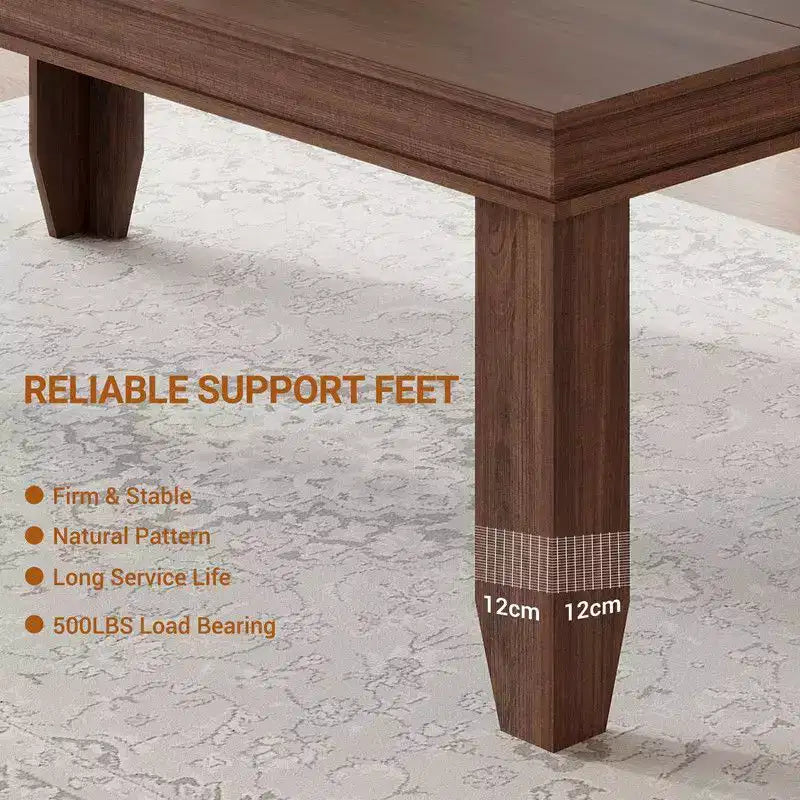 Farmhouse Dining Table for 8 Person, 71 Long Wood Kitchen Tables, Wooden Sturdy Frame