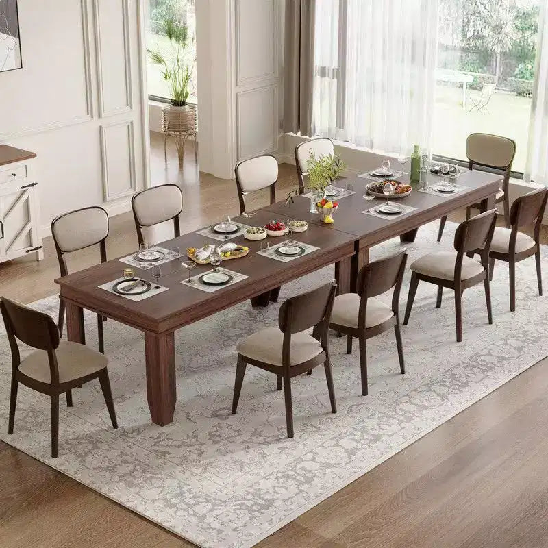 Farmhouse Dining Table for 8 Person, 71 Long Wood Kitchen Tables, Wooden Sturdy Frame