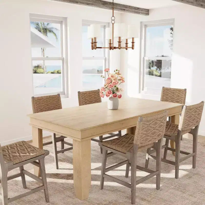 Farmhouse Dining Table for 8 Person, 71 Long Wood Kitchen Tables, Wooden Sturdy Frame