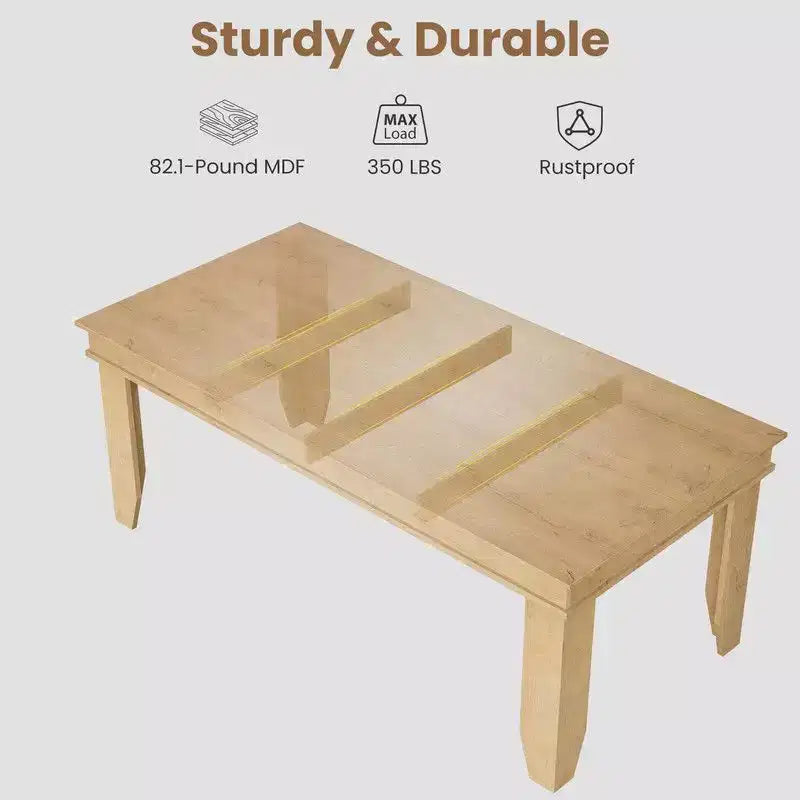 Farmhouse Dining Table for 8 Person, 71 Long Wood Kitchen Tables, Wooden Sturdy Frame