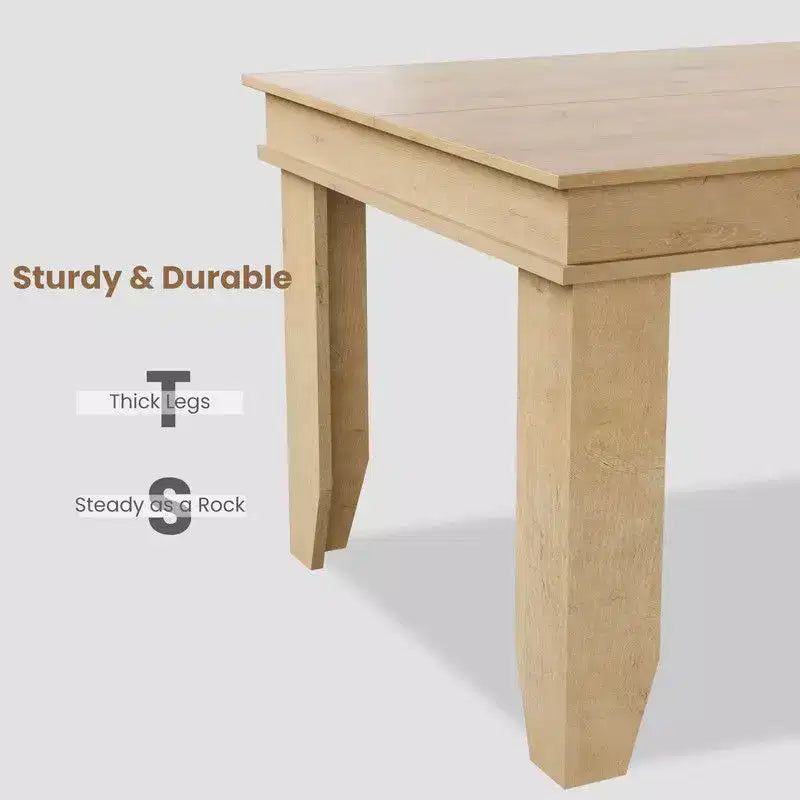 Farmhouse Dining Table for 8 Person, 71 Long Wood Kitchen Tables, Wooden Sturdy Frame