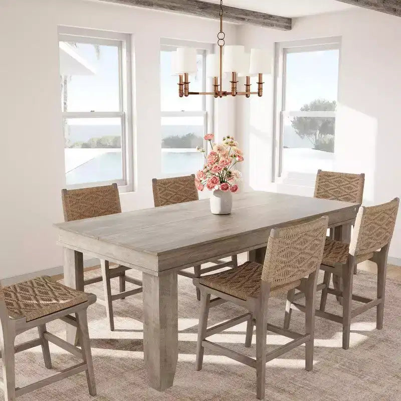 Farmhouse Dining Table for 8 Person, 71 Long Wood Kitchen Tables, Wooden Sturdy Frame