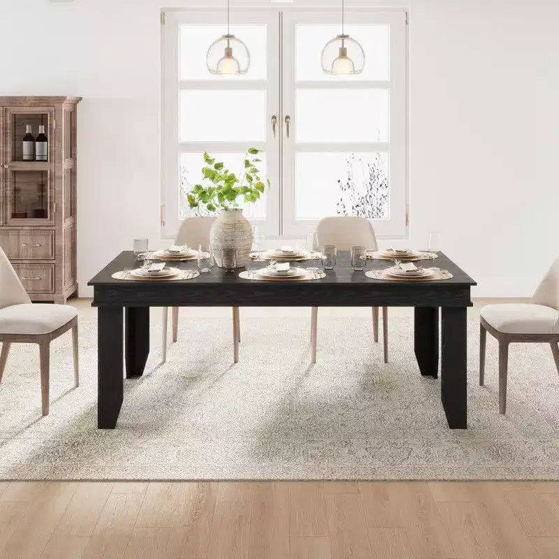 Farmhouse Dining Table for 8 Person, 71 Long Wood Kitchen Tables, Wooden Sturdy Frame