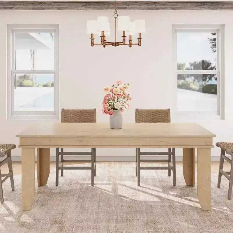 Farmhouse Dining Table for 8 Person, 71 Long Wood Kitchen Tables, Wooden Sturdy Frame