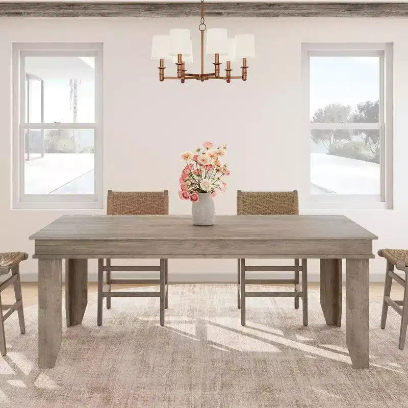 Farmhouse Dining Table for 8 Person, 71 Long Wood Kitchen Tables, Wooden Sturdy Frame